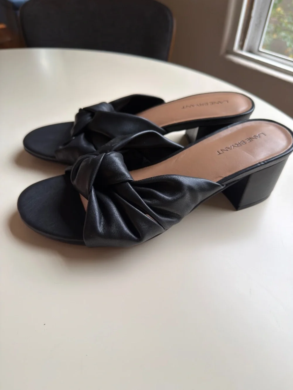 Lane Bryant Vegan Leather Black Sandals – 9 wide, women’s